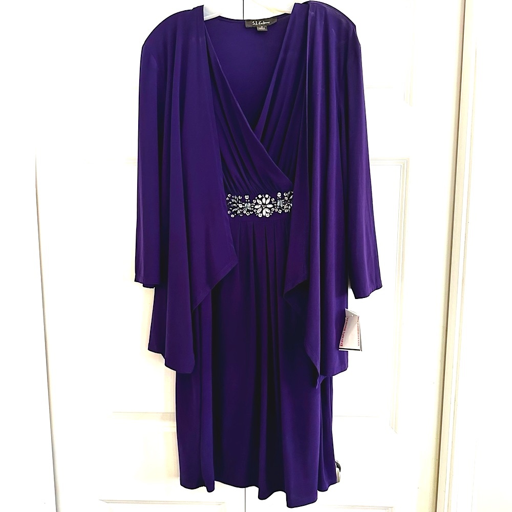 S.L. Fashions 2 piece occasion dress with jacket size 18 new w/tags